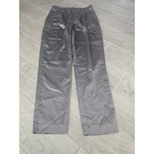 WHITE HOUSE BLACK MARKET The Jegging Grey Satin Straight Cargo Pant Women Size 4